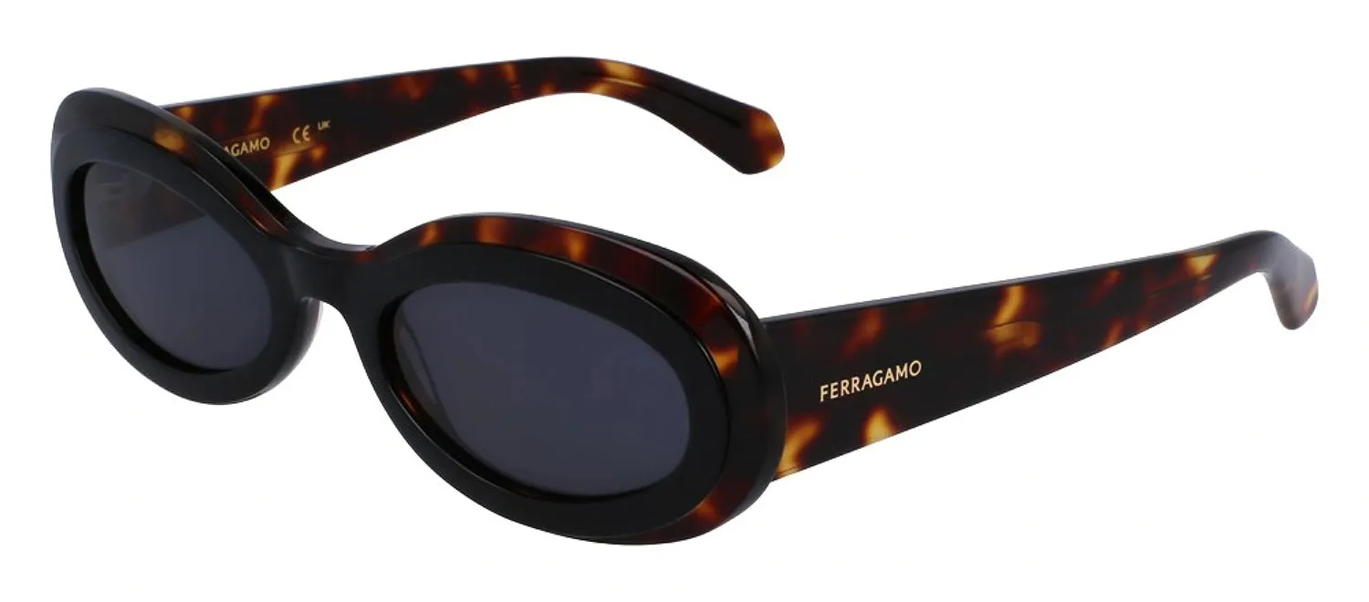 Salvatore Ferragamo SF 2003S 241 Oval Plastic Dark Tortoise Sunglasses with Dark Grey Lens sold by Gaffos product image thumbnail 2