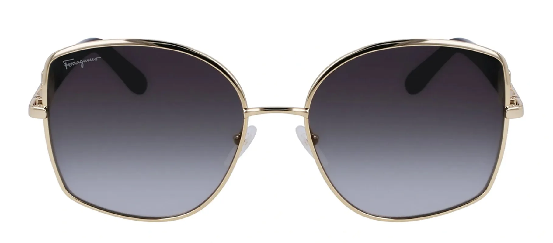 Salvatore Ferragamo SF 304S 738 Oval Metal Golden Grey Sunglasses with Grey Gradient Lens sold by Gaffos
