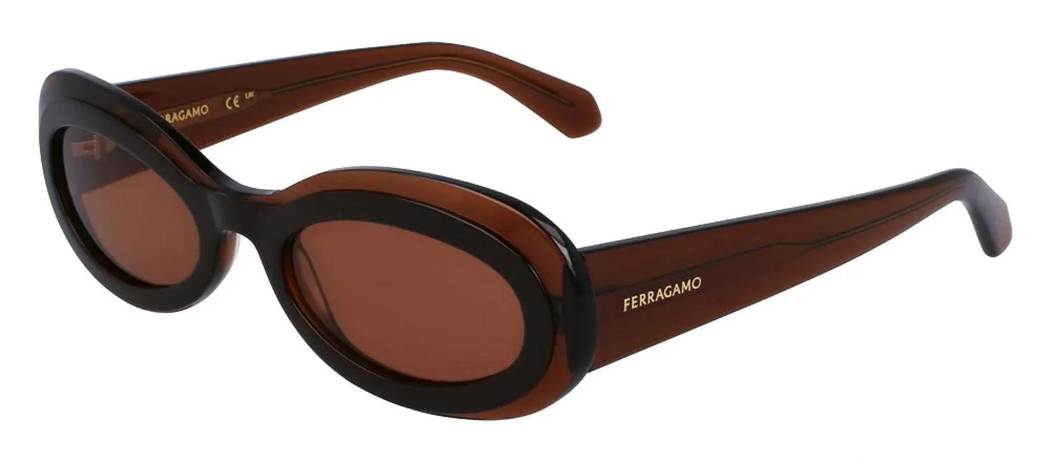 Salvatore Ferragamo SF 2003S 233 Oval Plastic Transparent Brown Sunglasses with Brown Lens sold by Gaffos product image thumbnail 2