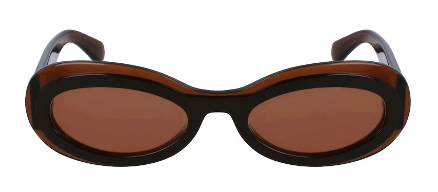 Salvatore Ferragamo SF 2003S 233 Oval Plastic Transparent Brown Sunglasses with Brown Lens sold by Gaffos