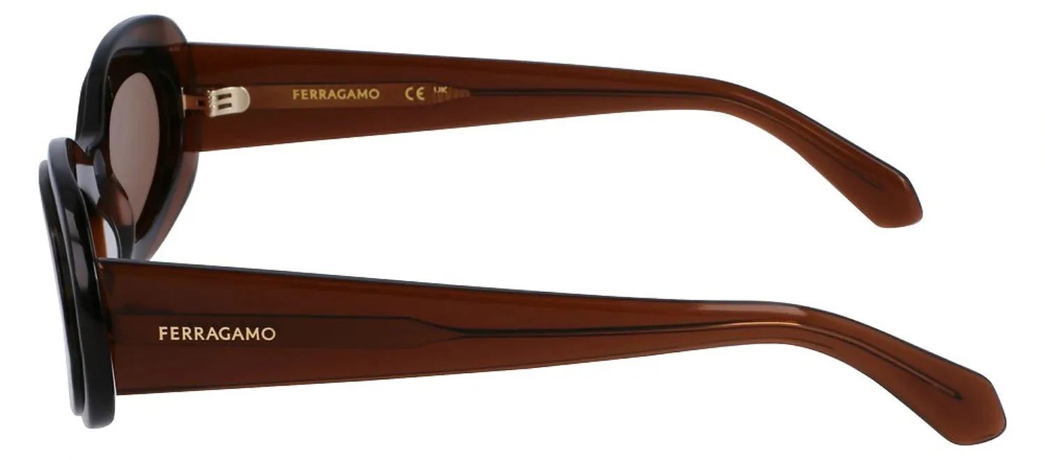 Salvatore Ferragamo SF 2003S 233 Oval Plastic Transparent Brown Sunglasses with Brown Lens sold by Gaffos product image thumbnail 3