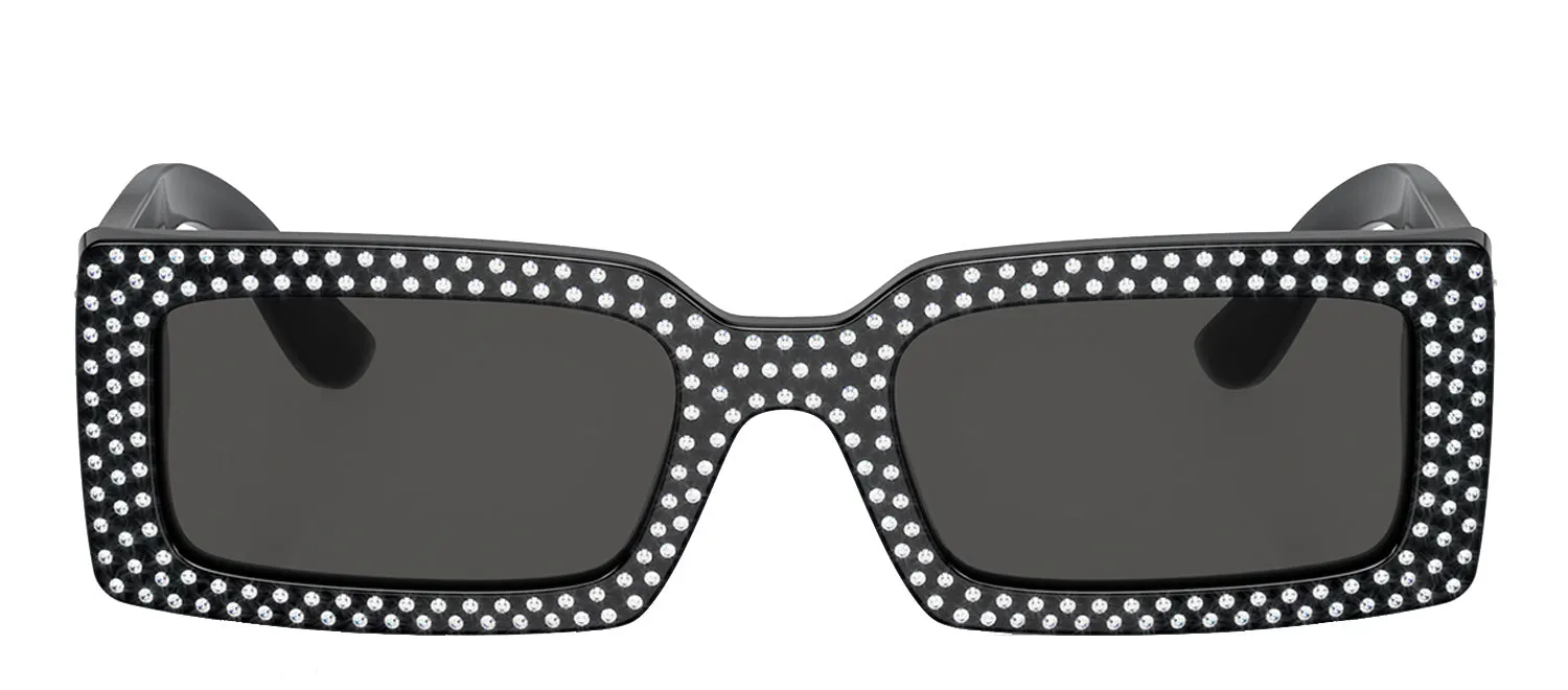 Dolce & Gabbana DG 4447B 501/87 Rectangle Plastic Black Sunglasses with Dark Grey Lens sold by Gaffos