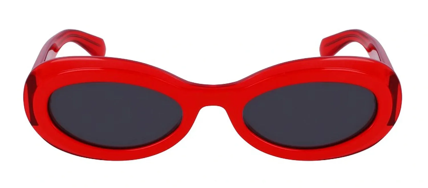Salvatore Ferragamo SF 2003S 613 Oval Plastic Transparent Red Sunglasses with Dark Grey Lens sold by Gaffos