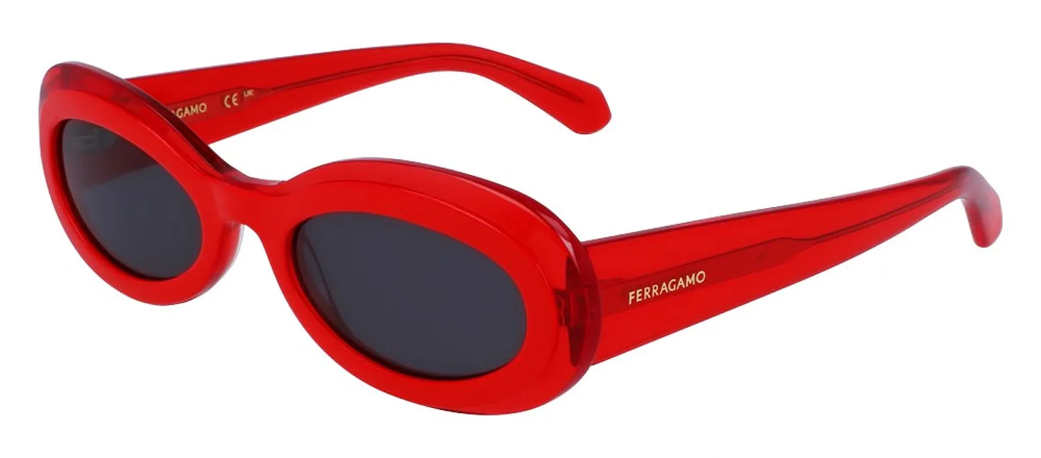 Salvatore Ferragamo SF 2003S 613 Oval Plastic Transparent Red Sunglasses with Dark Grey Lens sold by Gaffos product image thumbnail 2