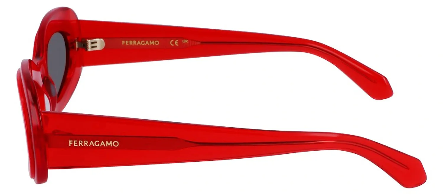 Salvatore Ferragamo SF 2003S 613 Oval Plastic Transparent Red Sunglasses with Dark Grey Lens sold by Gaffos product image thumbnail 3