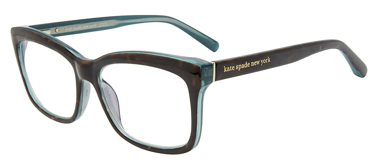 Kate Spade KS Dollie IPR Rectangle Plastic Havana Reading Glasses with Clear Blue Block Coating Lens sold by Gaffos