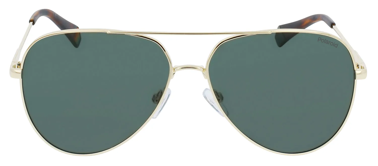 Polaroid PLD 6187/S J5G_UC Aviator Metal Gold Sunglasses with Green Polarized Lens sold by Gaffos