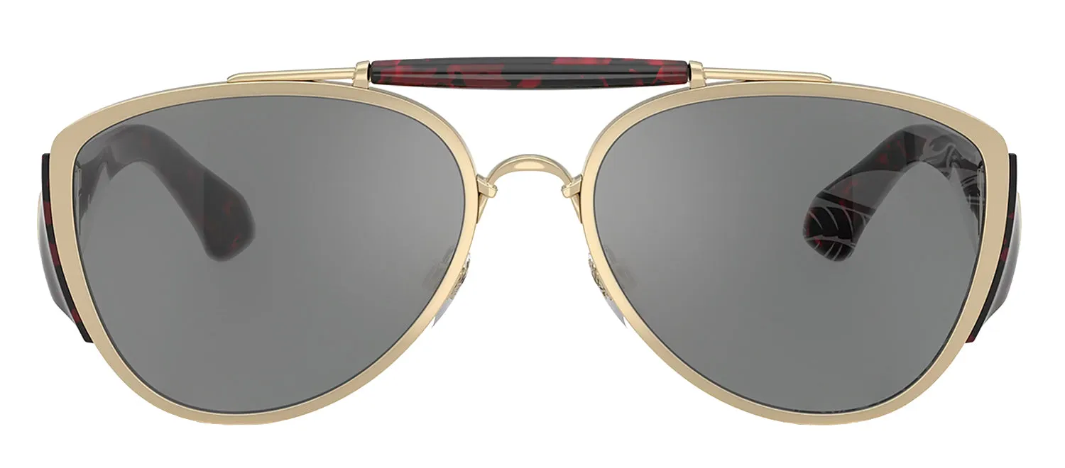 Burberry BE 3161 1109AI Pilot Metal Gold Sunglasses with Grey Mirror Lens sold by Gaffos