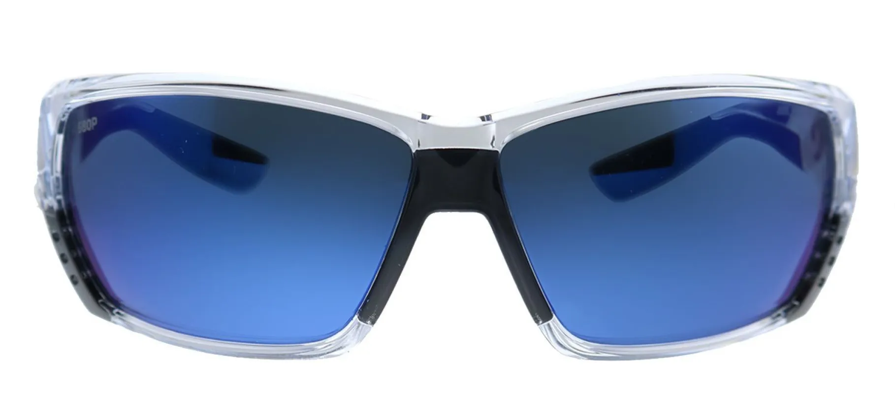 Costa Del Mar TUNA ALLEY 9009 900916 Rectangle Plastic Clear Sunglasses with Blue Mirror Lens made by Gaffos