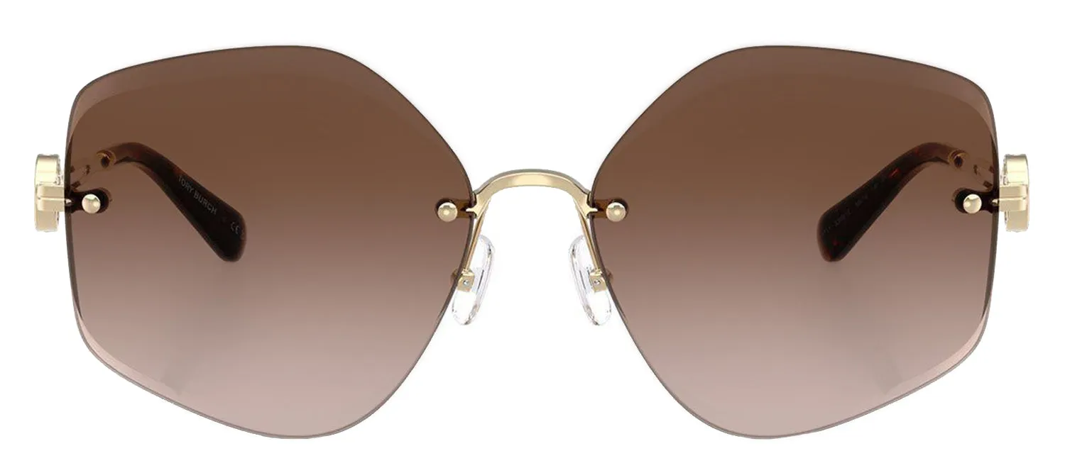 Tory Burch TY 6111 334913 Irregular Metal Gold Sunglasses with Brown Gradient Lens sold by Gaffos