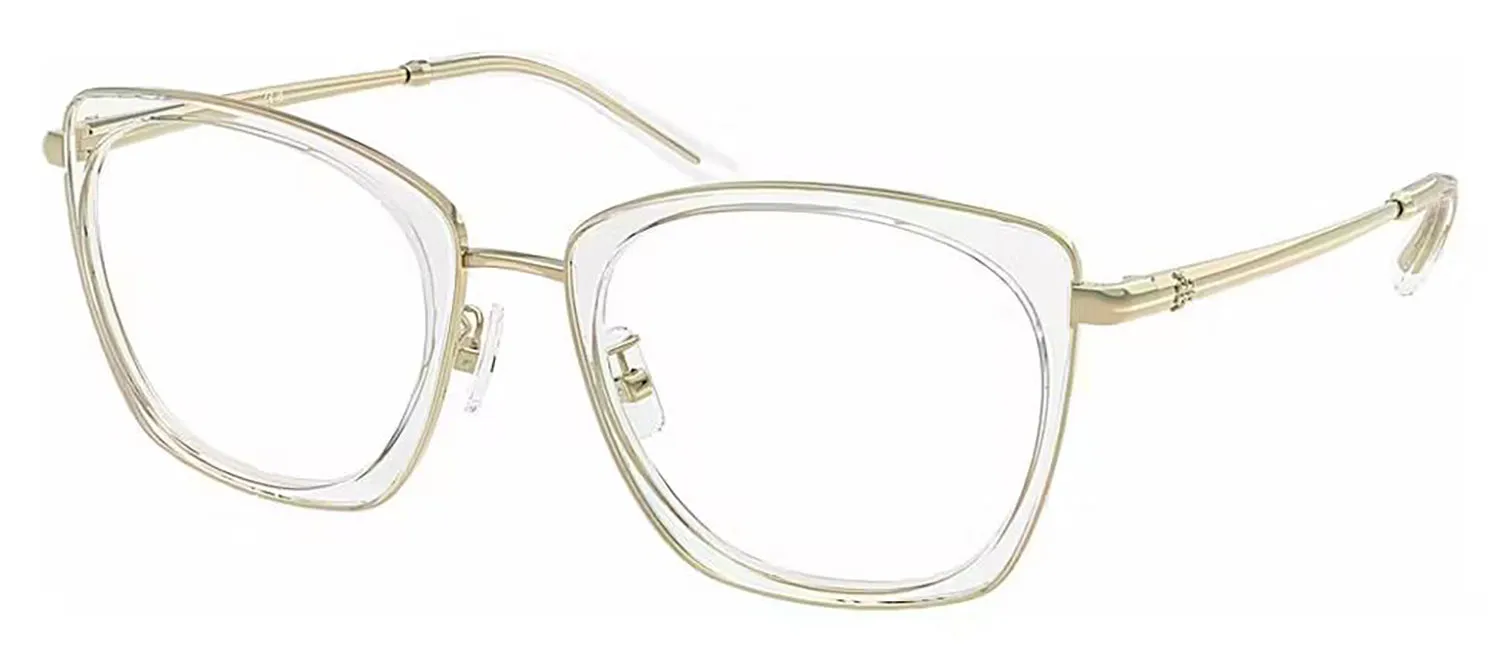 Tory Burch TY 1092 1979 Irregular Metal Clear Eyeglasses with Logo Stamped Demo Lenses sold by Gaffos