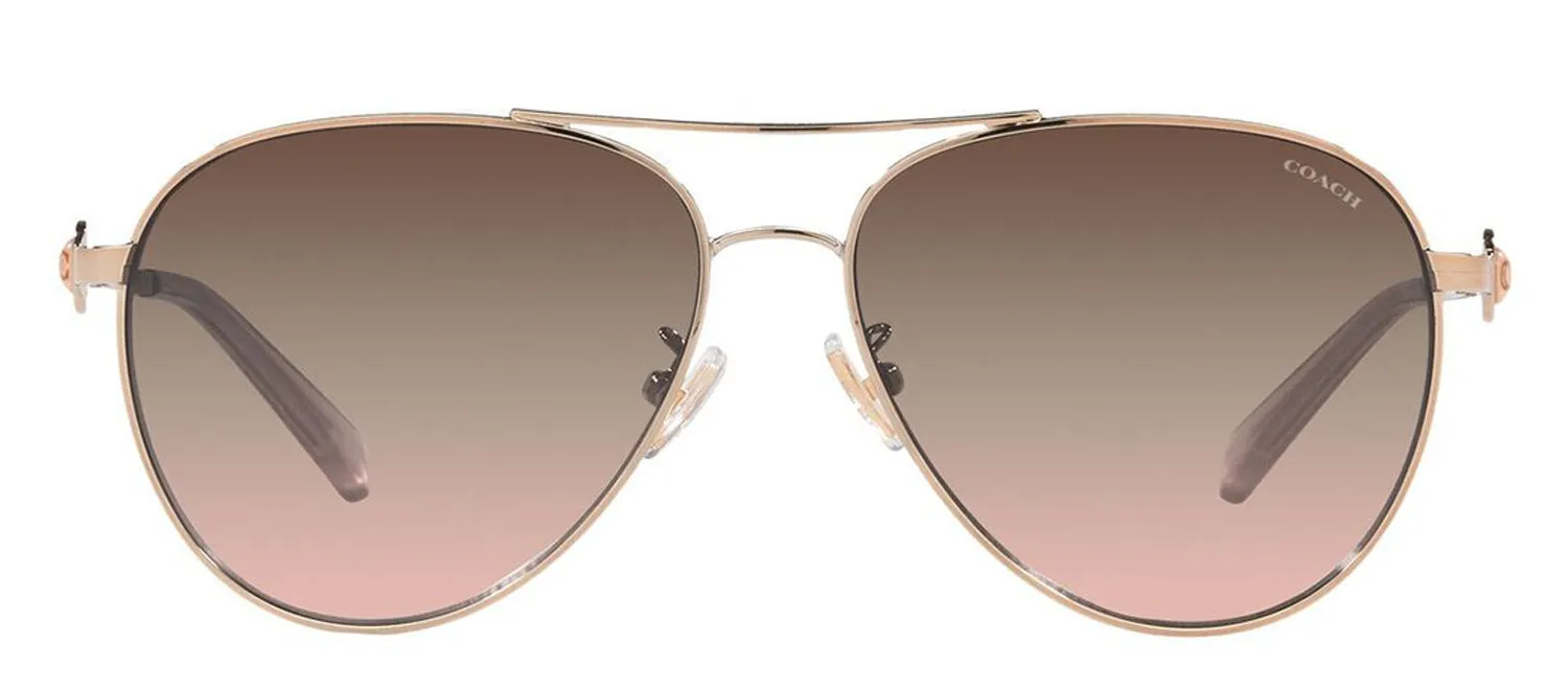 Coach HC 7128 9331U8 Pilot Metal Gold Sunglasses with Brown Gradient Lens sold by Gaffos