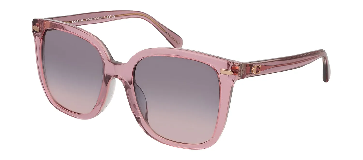 Coach HC 8381U 57820J Square Plastic Pink Sunglasses with Blue Gradient Lens sold by Gaffos product image thumbnail 2