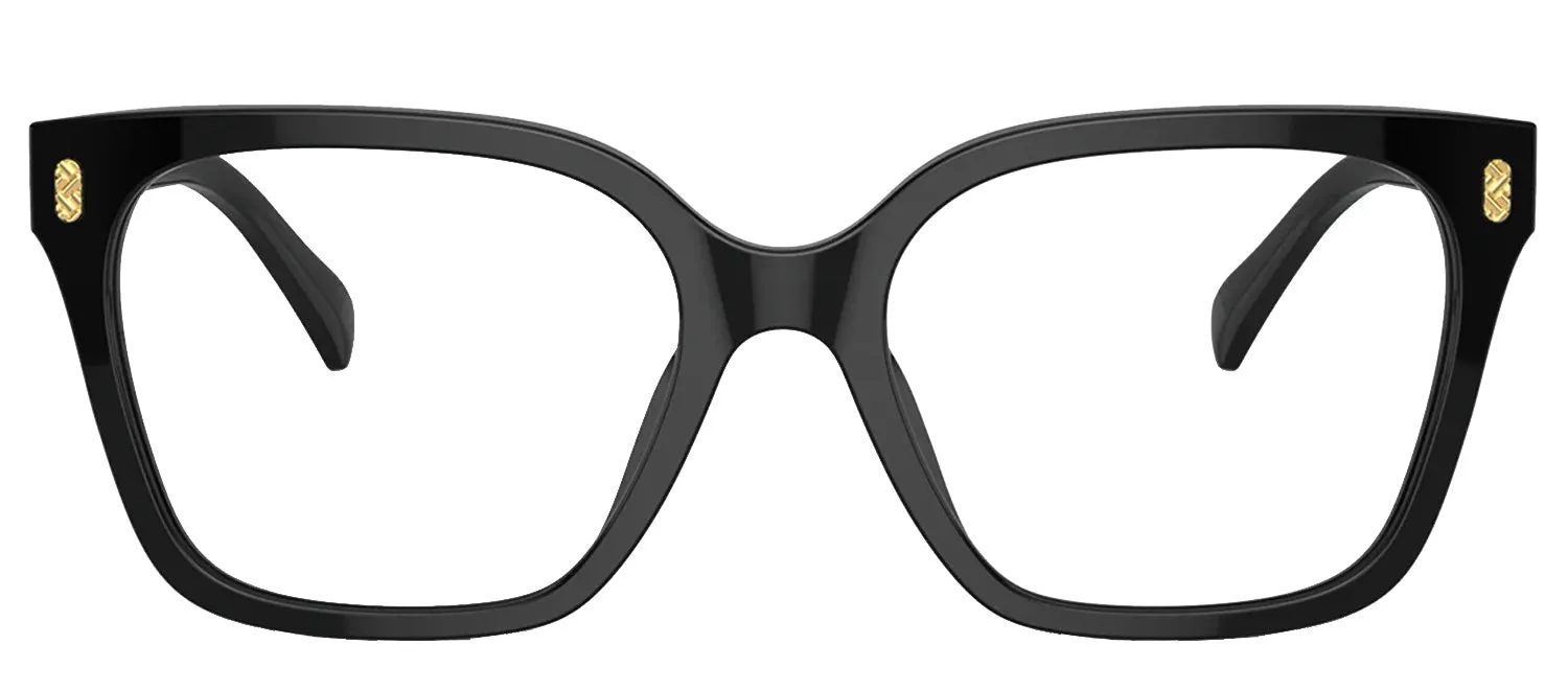 Ralph Lauren RA 7158U 5001 Square Plastic Black Eyeglasses with Logo Stamped Demo Lenses sold by Gaffos