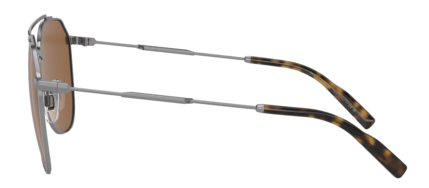 Dolce & Gabbana DG 2296 04/73 Aviator Steel Gunmetal Sunglasses with Brown Lens sold by Gaffos product image thumbnail 3