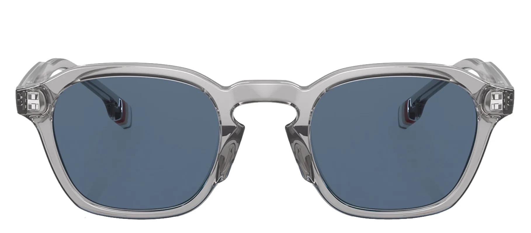 Burberry BE 4378U 382580 Irregular Plastic Gray Sunglasses with Dark Blue Lens sold by Gaffos