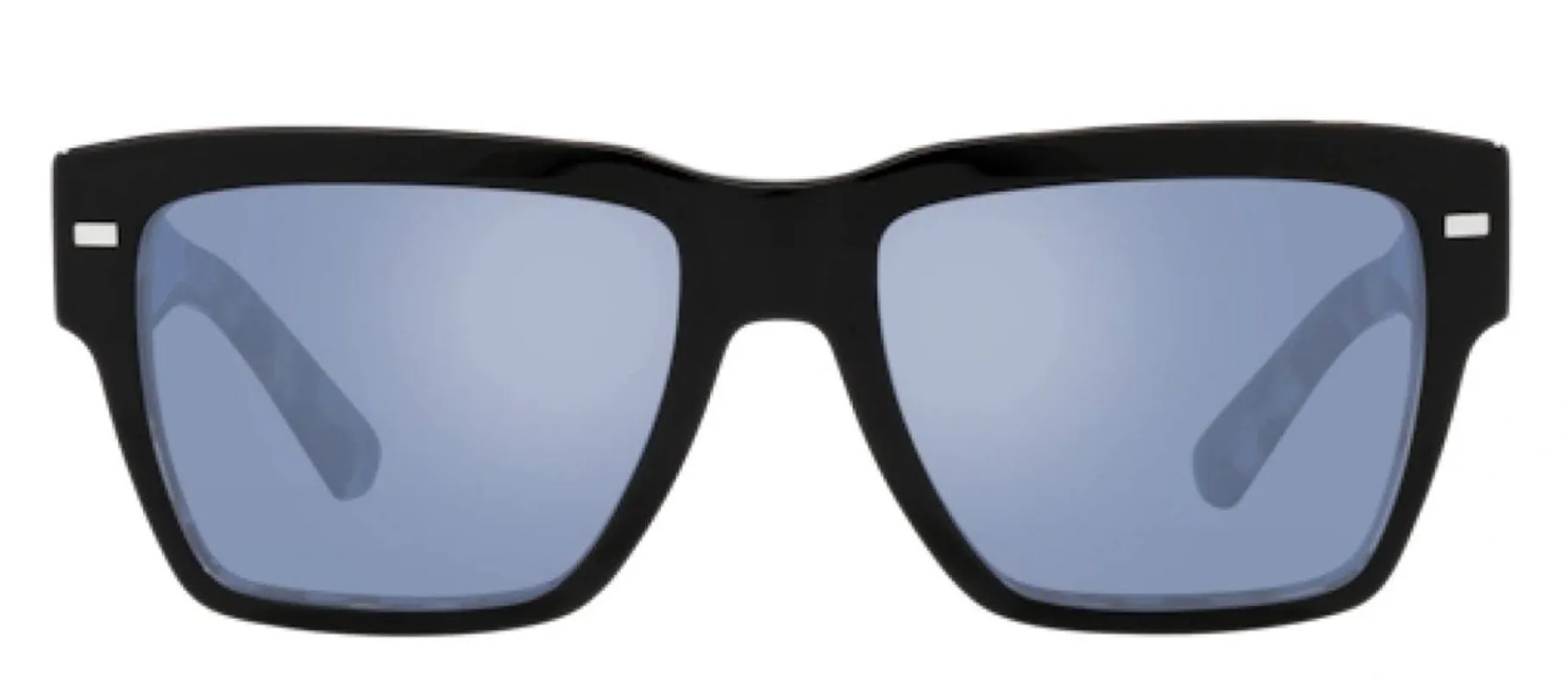 DOLCE & GABBANA DG 4431 34031U Square Black On Grey Havana Acetate Sunglasses with Light Blue Mirror Silver Lens sold by Gaffos