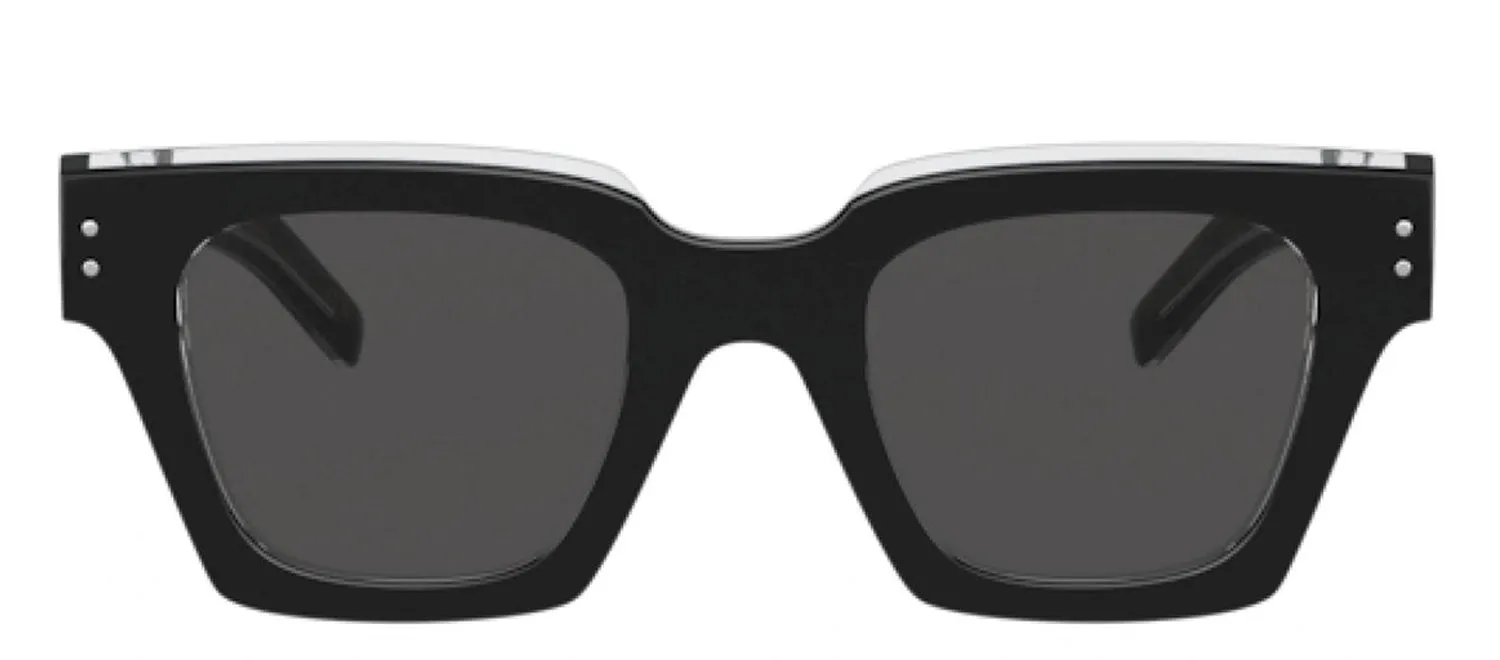 DOLCE & GABBANA DG 4413 675/R5 Square Black/Crystal Acetate Sunglasses with Grey Lens sold by Gaffos