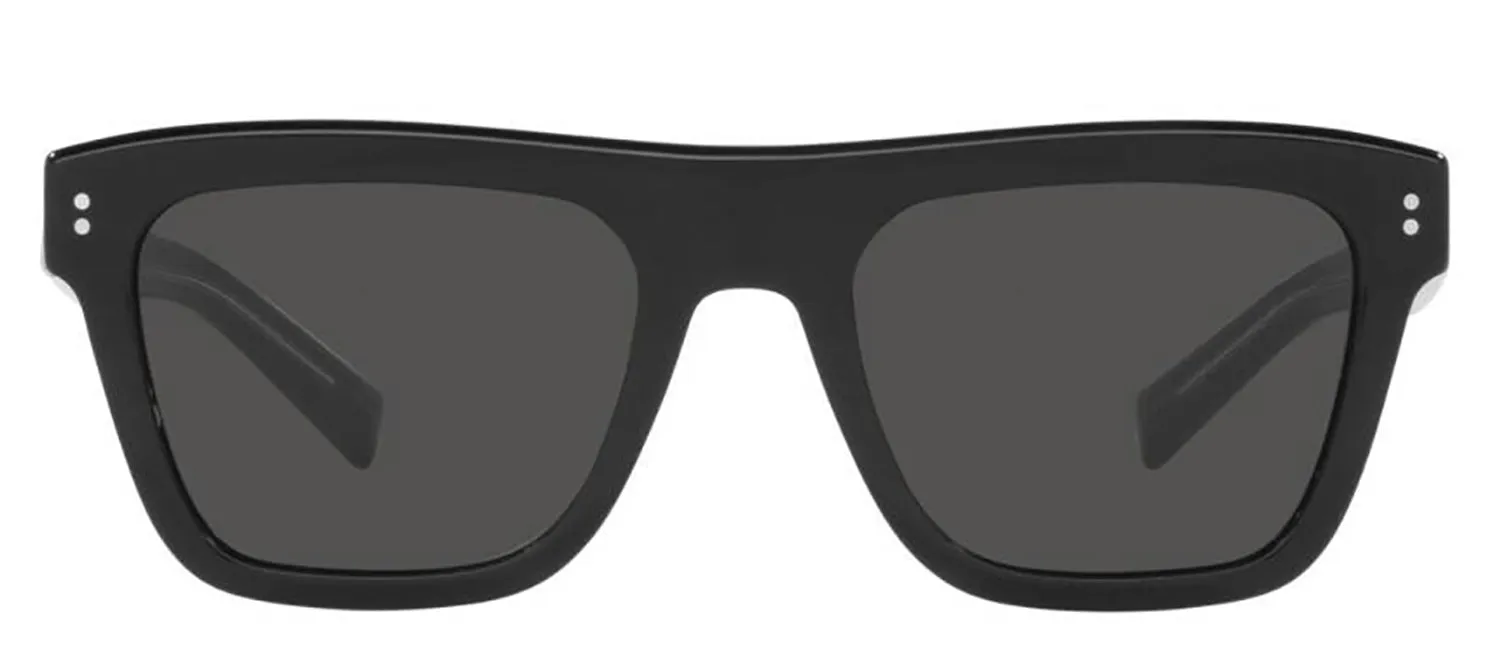 DOLCE & GABBANA DG 4420F 501/87 Square Black Acetate Sunglasses with Dark Grey Lens sold by Gaffos