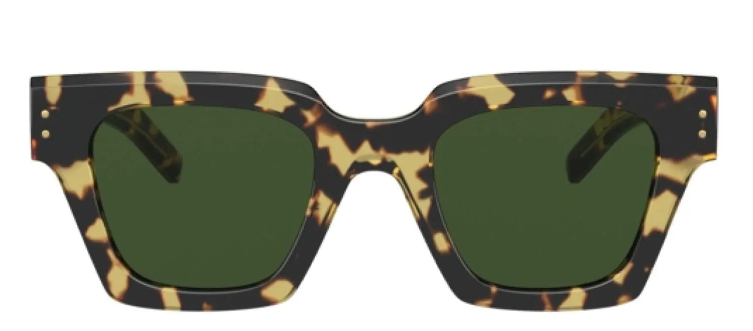 DOLCE & GABBANA DG 4413 337552 Square Yellow Havana/Crystal Acetate Sunglasses with Green Lens sold by Gaffos