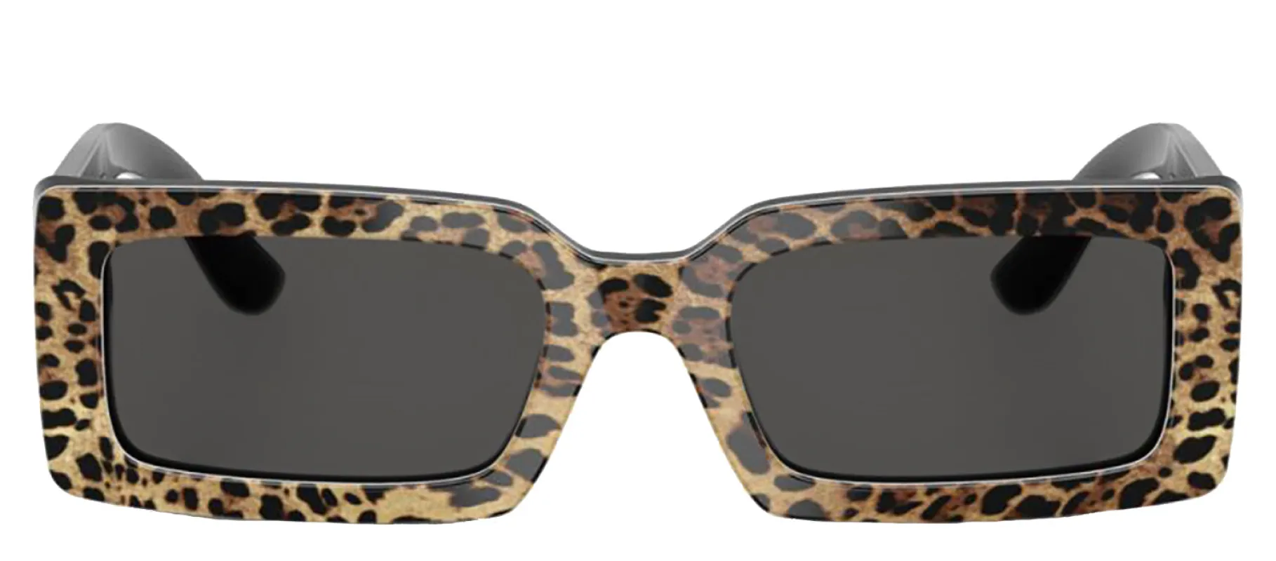 DOLCE & GABBANA DG 4416 316387 Rectangle Top Leo On Black Acetate Sunglasses with Dark Grey Lens sold by Gaffos