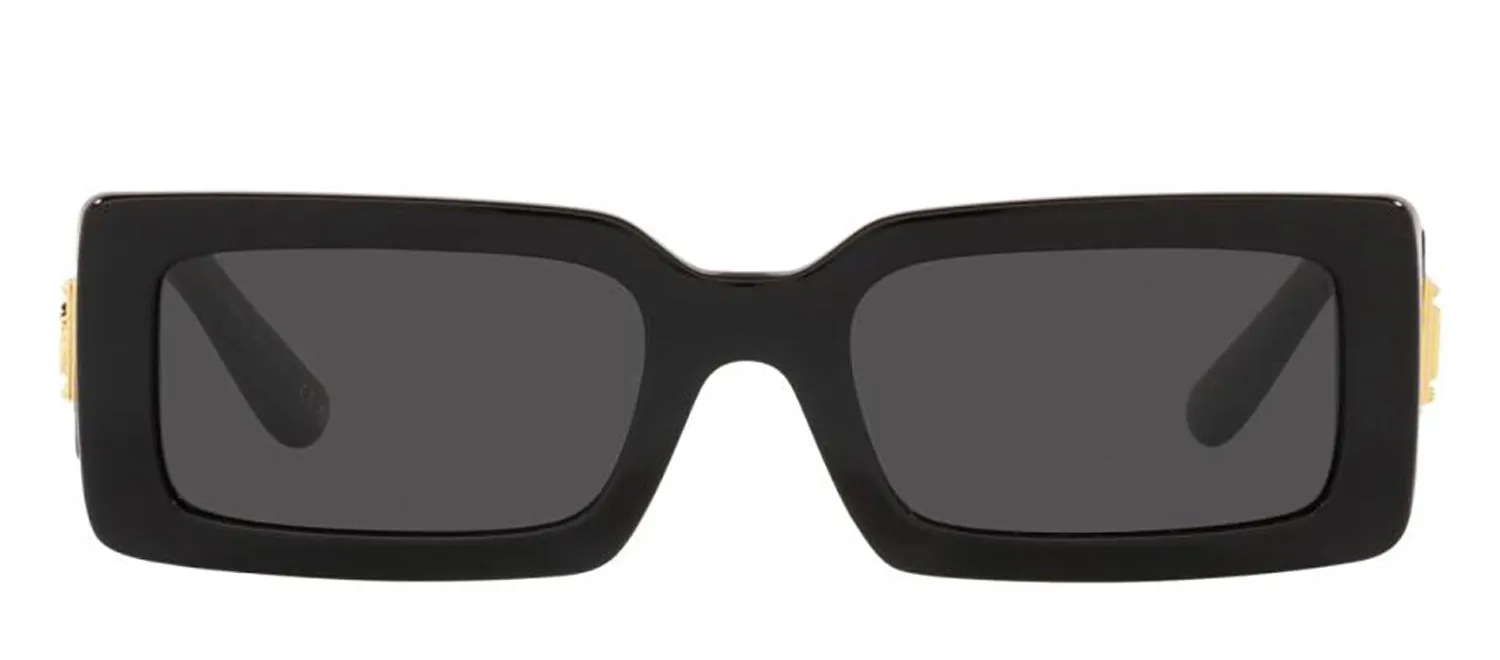 DOLCE & GABBANA DG 4416 501/87 Rectangle Black Acetate Sunglasses with Dark Grey Lens sold by Gaffos