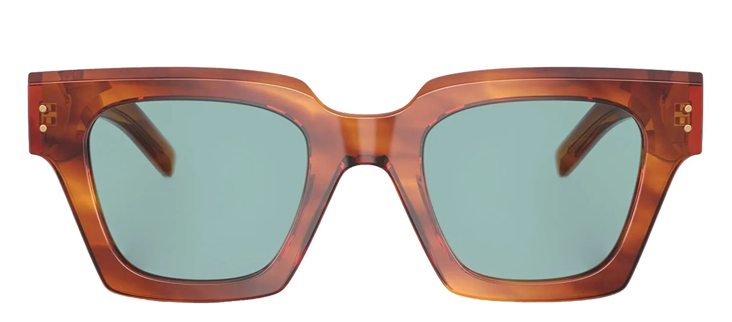 DOLCE & GABBANA DG 4413 322180 Square Havana Ginger Acetate Sunglasses with Blue Lens sold by Gaffos