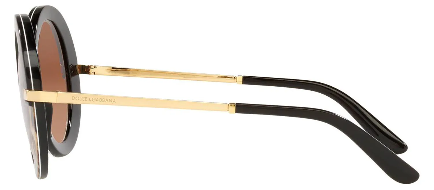 DOLCE & GABBANA DG 4393F 324413 Round Black/Leo Print Acetate Sunglasses with Brown Gradient Lens sold by Gaffos product image thumbnail 3