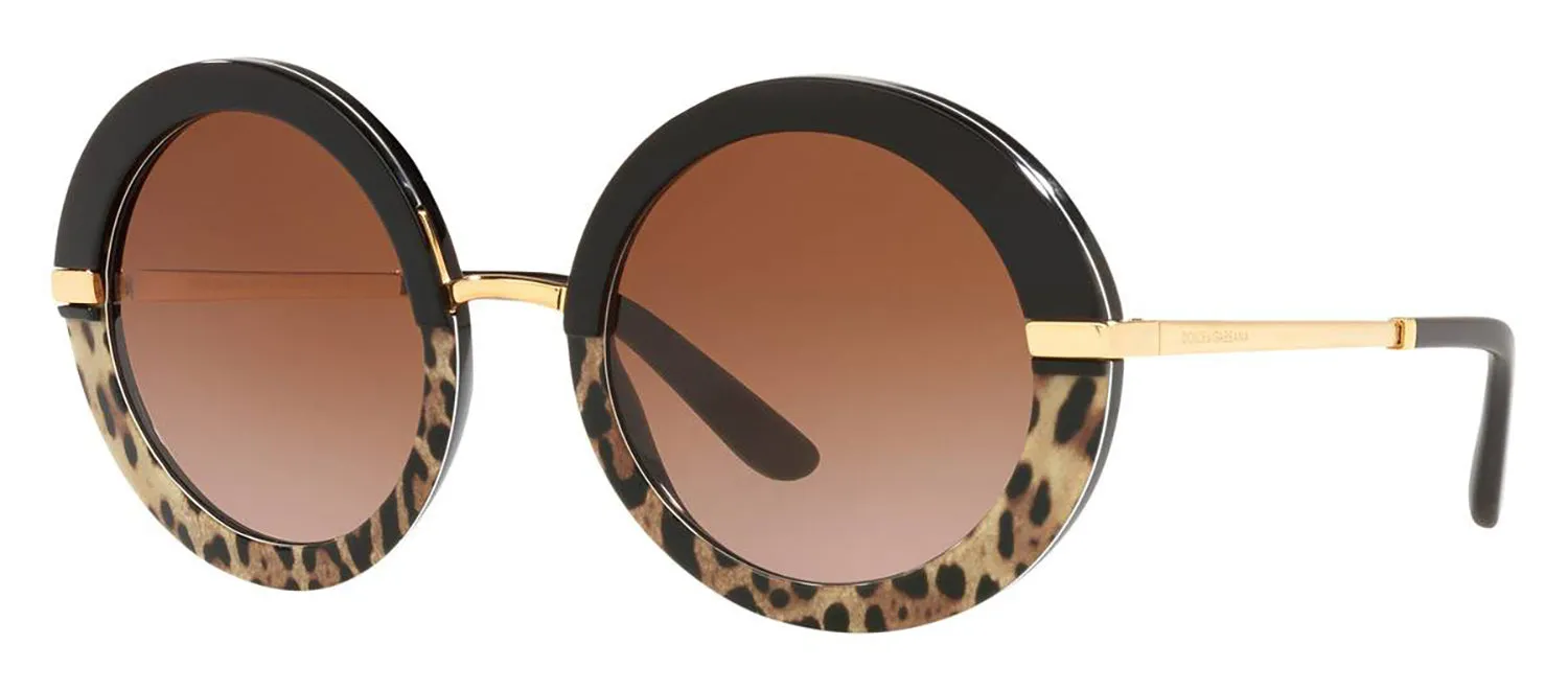 DOLCE & GABBANA DG 4393F 324413 Round Black/Leo Print Acetate Sunglasses with Brown Gradient Lens sold by Gaffos product image thumbnail 2