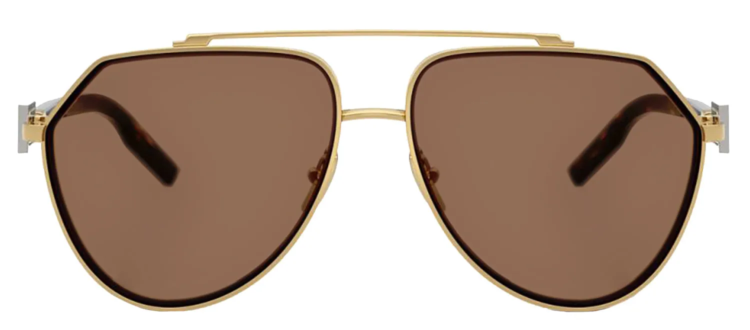 DOLCE & GABBANA DG 2315 02/73 Pilot Gold Metal Sunglasses with Dark Brown Lens sold by Gaffos