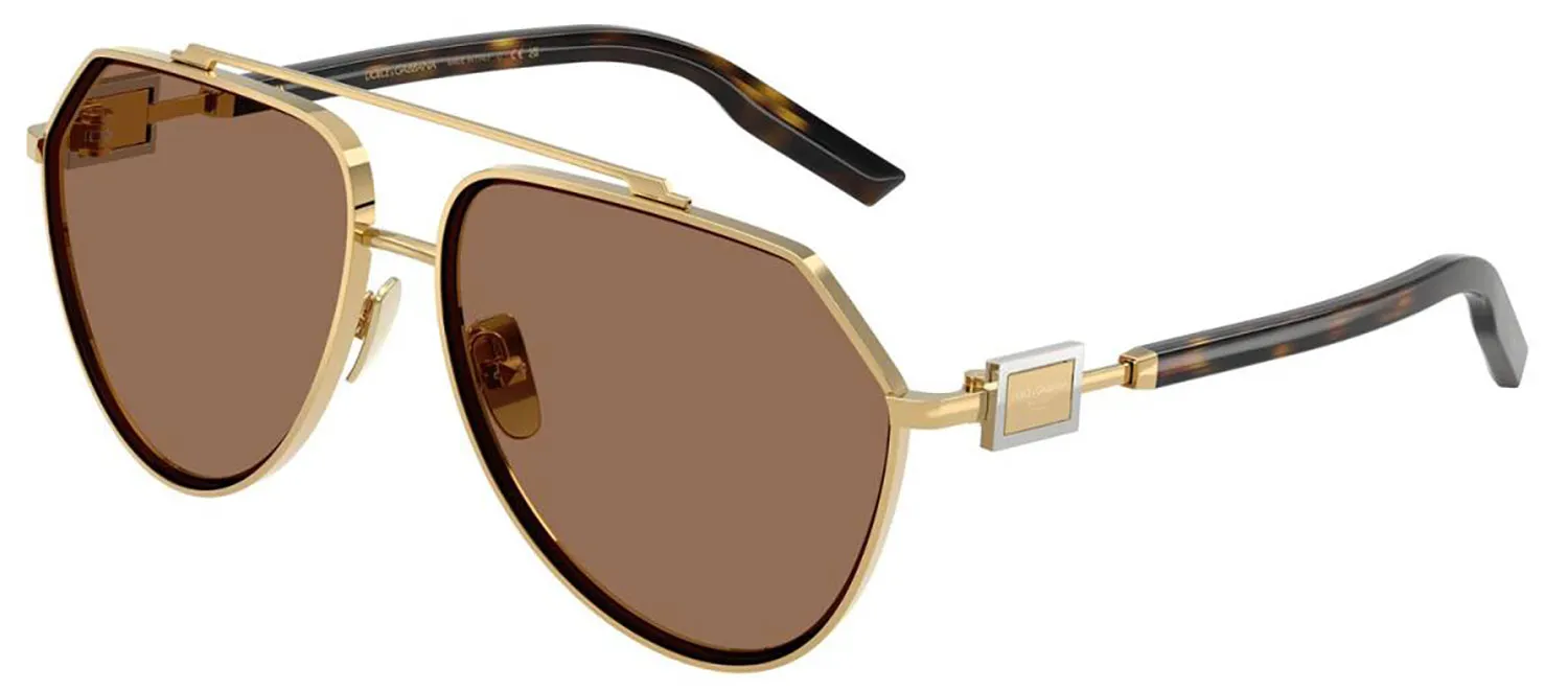 DOLCE & GABBANA DG 2315 02/73 Pilot Gold Metal Sunglasses with Dark Brown Lens sold by Gaffos product image thumbnail 2