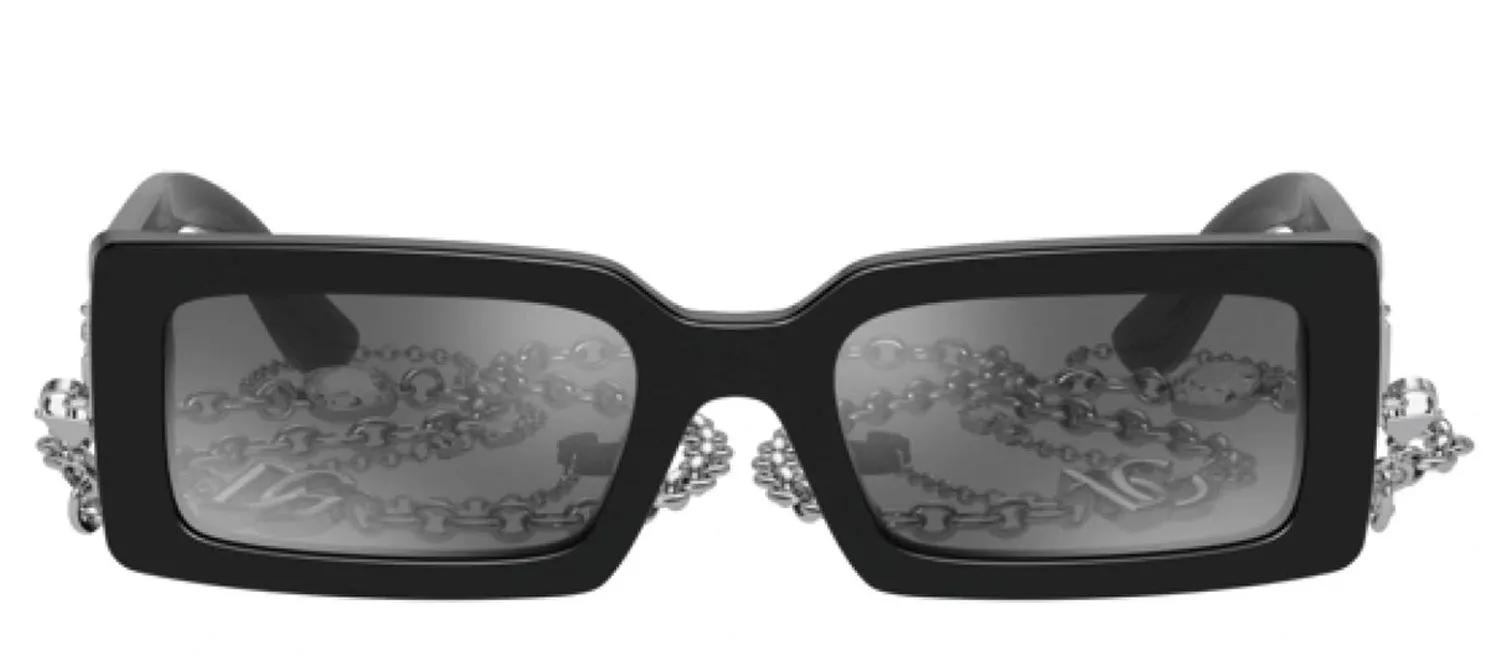 DOLCE & GABBANA DG 4416 501/6G Rectangle Black Acetate Sunglasses with Grey Mirror Black Lens sold by Gaffos