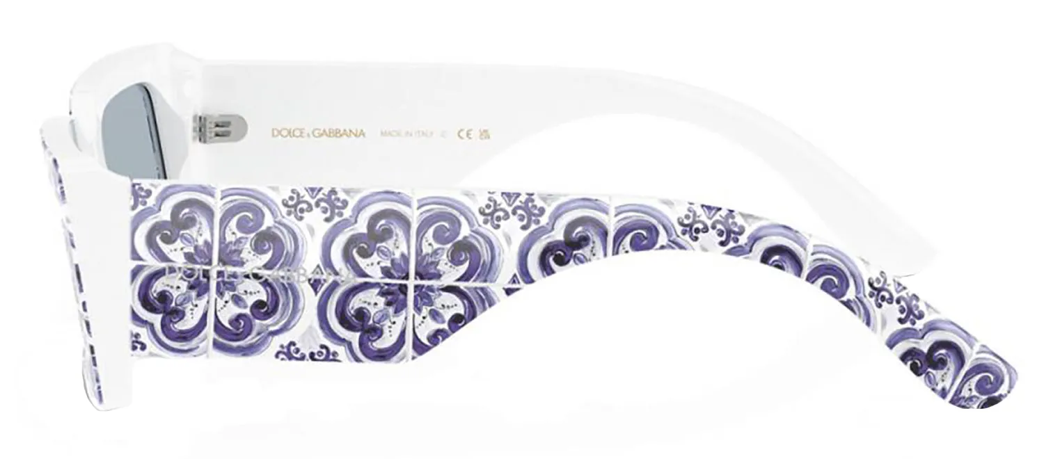 DOLCE & GABBANA DG 4416 345155 Rectangle Blue Maiolica On White Acetate Sunglasses with Light Blue Mirror Silver Lens sold by Gaffos product image thumbnail 3