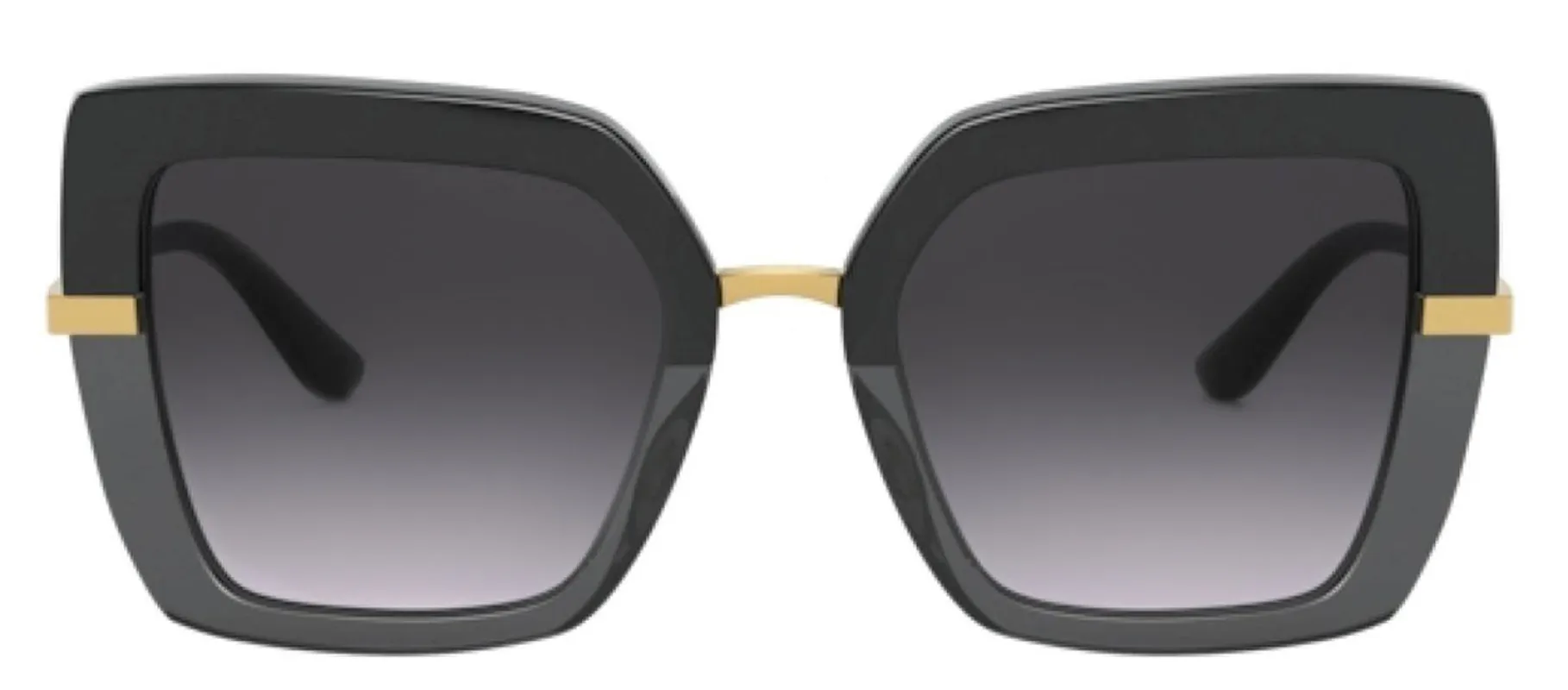 DOLCE & GABBANA DG 4373 32468G Square Black On Transparent Black Acetate Sunglasses with Light Grey Gradient Black Lens sold by Gaffos