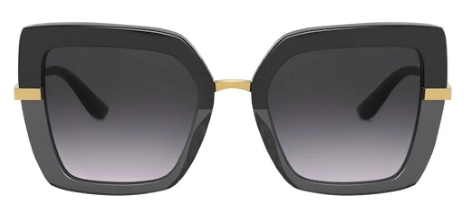 DOLCE & GABBANA DG 4373 32468G Square Black On Transparent Black Acetate Sunglasses with Light Grey Gradient Black Lens sold by Gaffos