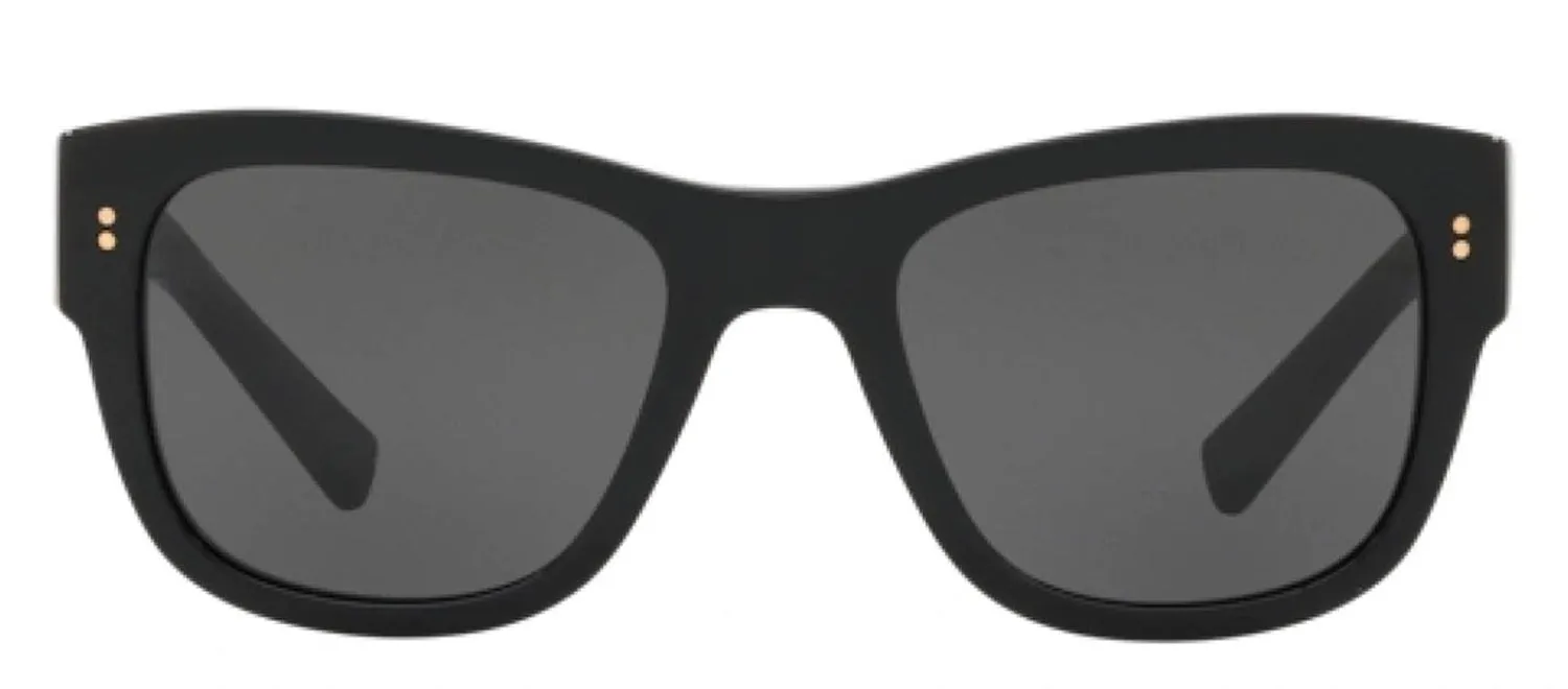 DOLCE & GABBANA DG 4338F 501/87 Square Black Acetate Sunglasses with Dark Grey Lens sold by Gaffos