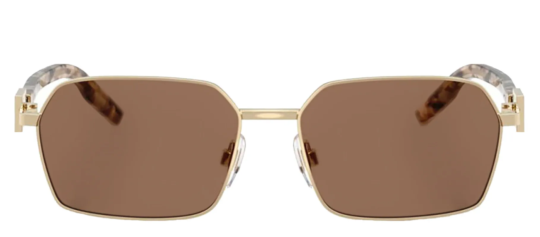 DOLCE & GABBANA DG 2316 488/73 Rectangle Pale Gold Metal Sunglasses with Dark Brown Lens sold by Gaffos