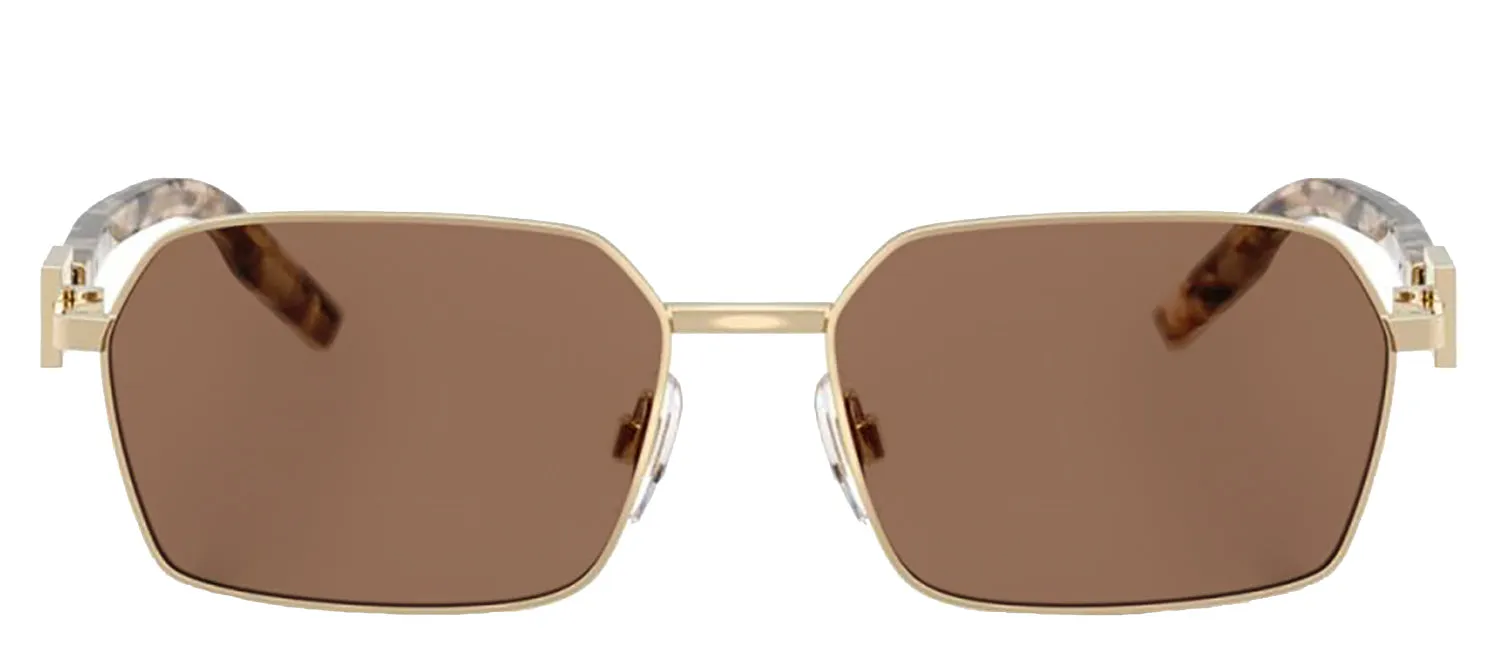 DOLCE & GABBANA DG 2316 488/73 Rectangle Pale Gold Metal Sunglasses with Dark Brown Lens sold by Gaffos