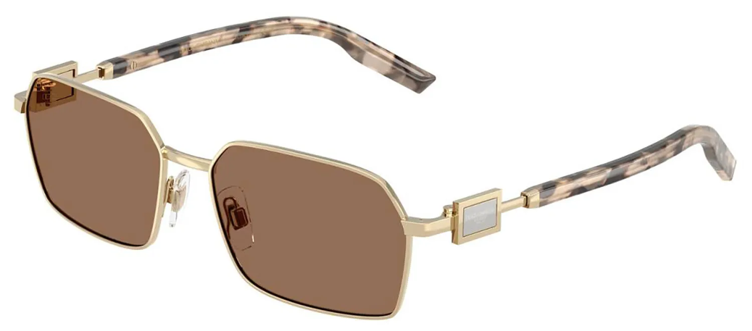 DOLCE & GABBANA DG 2316 488/73 Rectangle Pale Gold Metal Sunglasses with Dark Brown Lens sold by Gaffos product image thumbnail 2