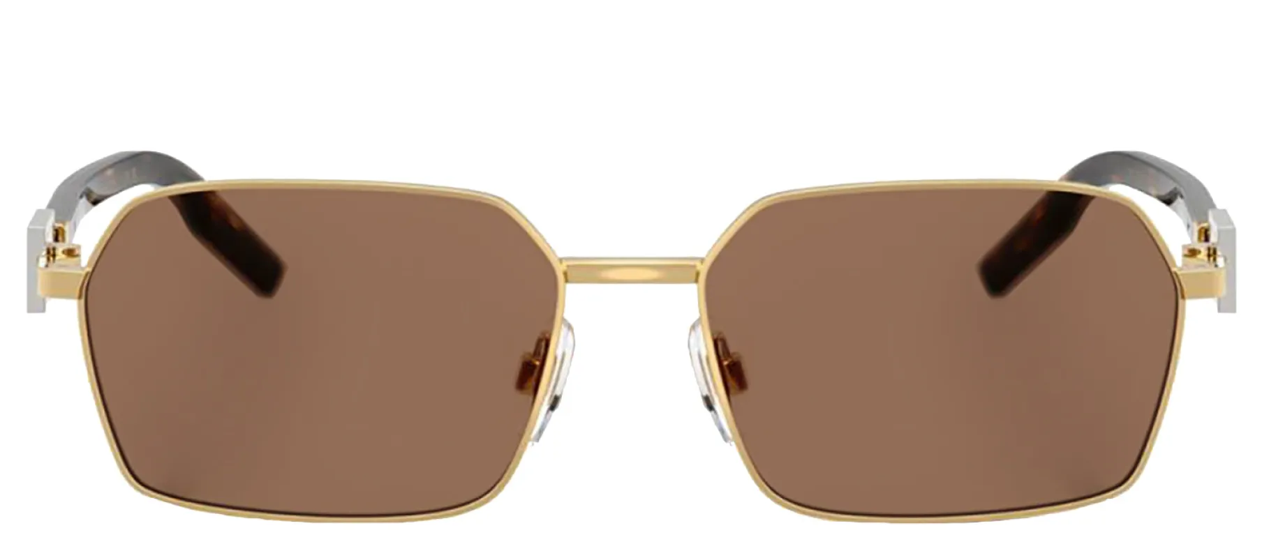 DOLCE & GABBANA DG 2316 02/73 Rectangle Gold Metal Sunglasses with Dark Brown Lens sold by Gaffos