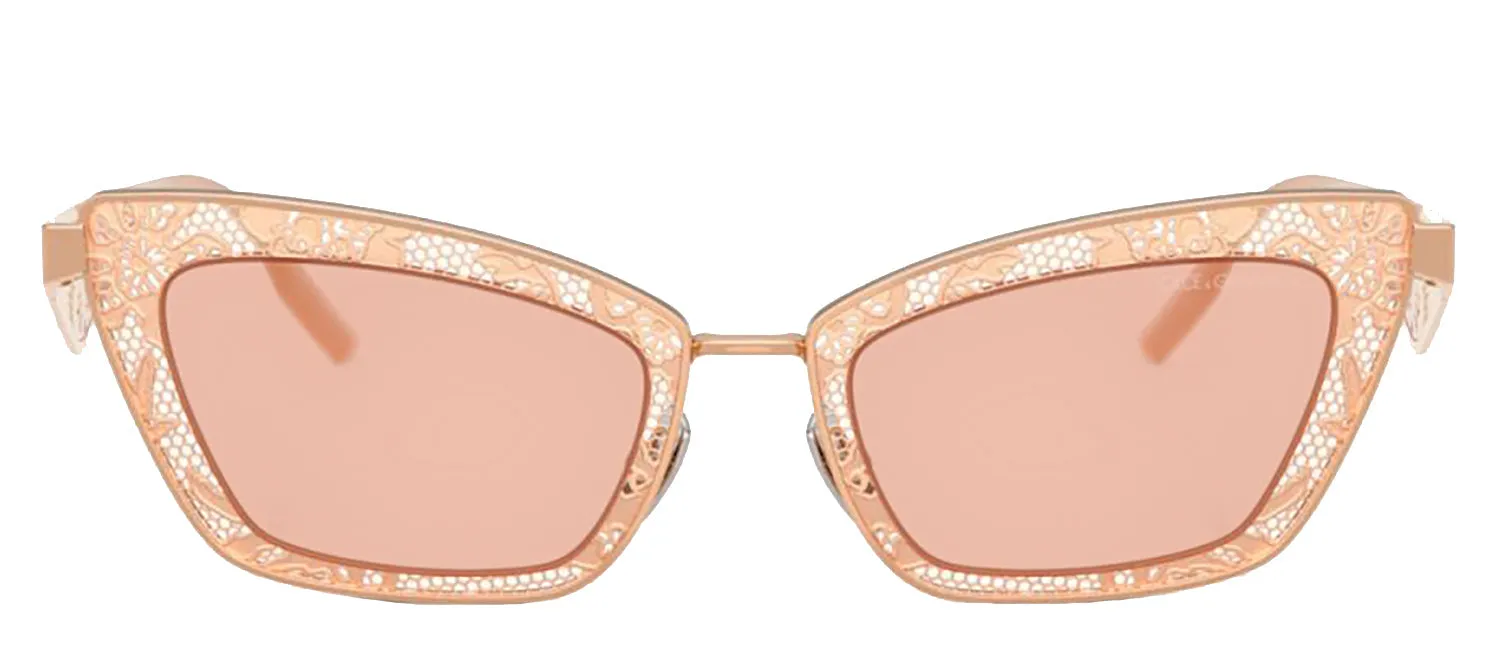 DOLCE & GABBANA DG 2311 129884 Cat Eye Rose Gold Steel Sunglasses with Dark Pink Lens sold by Gaffos