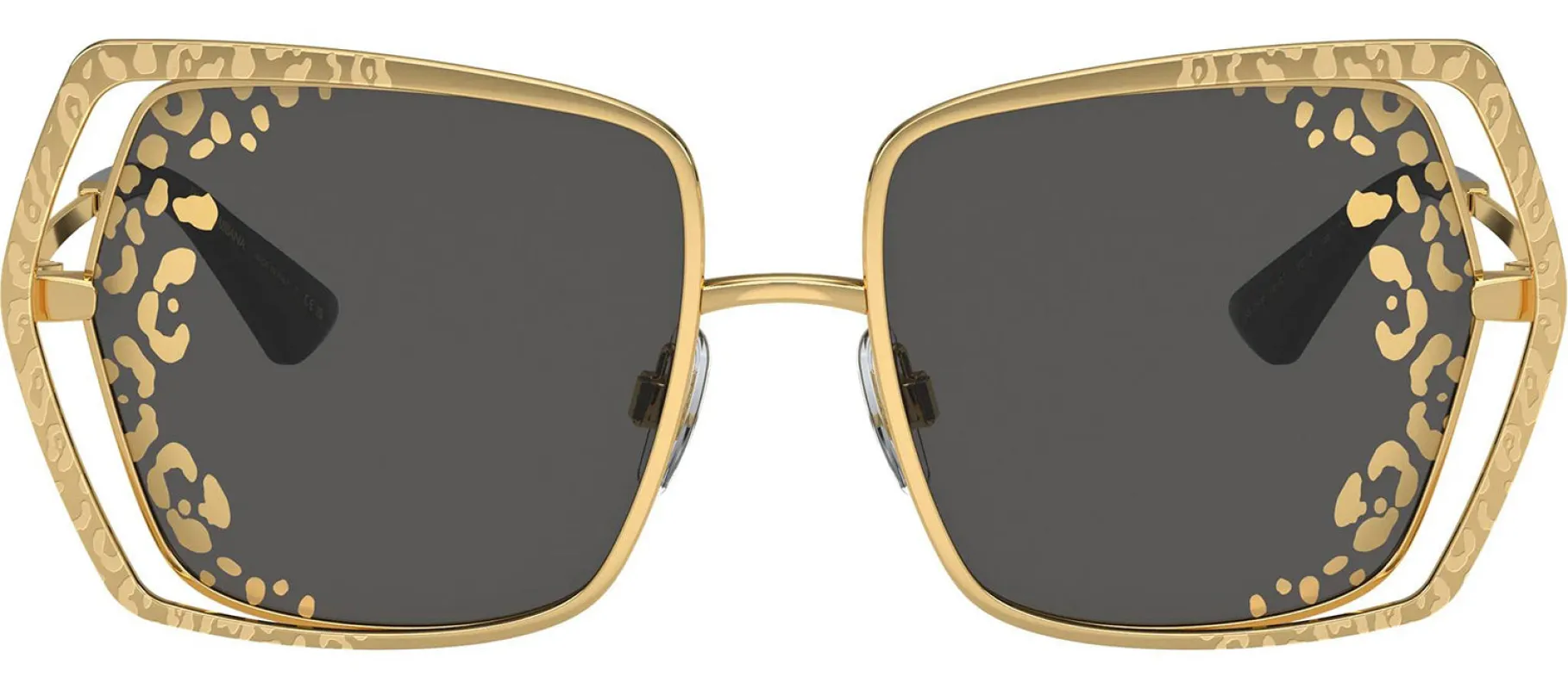 DOLCE & GABBANA DG 2306 02/GT Butterfly Gold Metal Sunglasses with Dark Grey Tampo Side Leopard G Lens made by Dolce & Gabanna