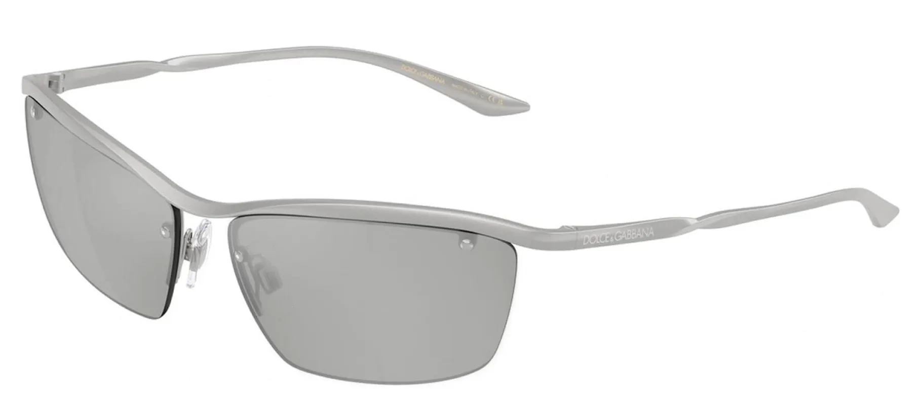 DOLCE & GABBANA DG 2307 13648V Rectangle Matte Silver Metal Sunglasses with Clear Mirror Silver Lens sold by Gaffos