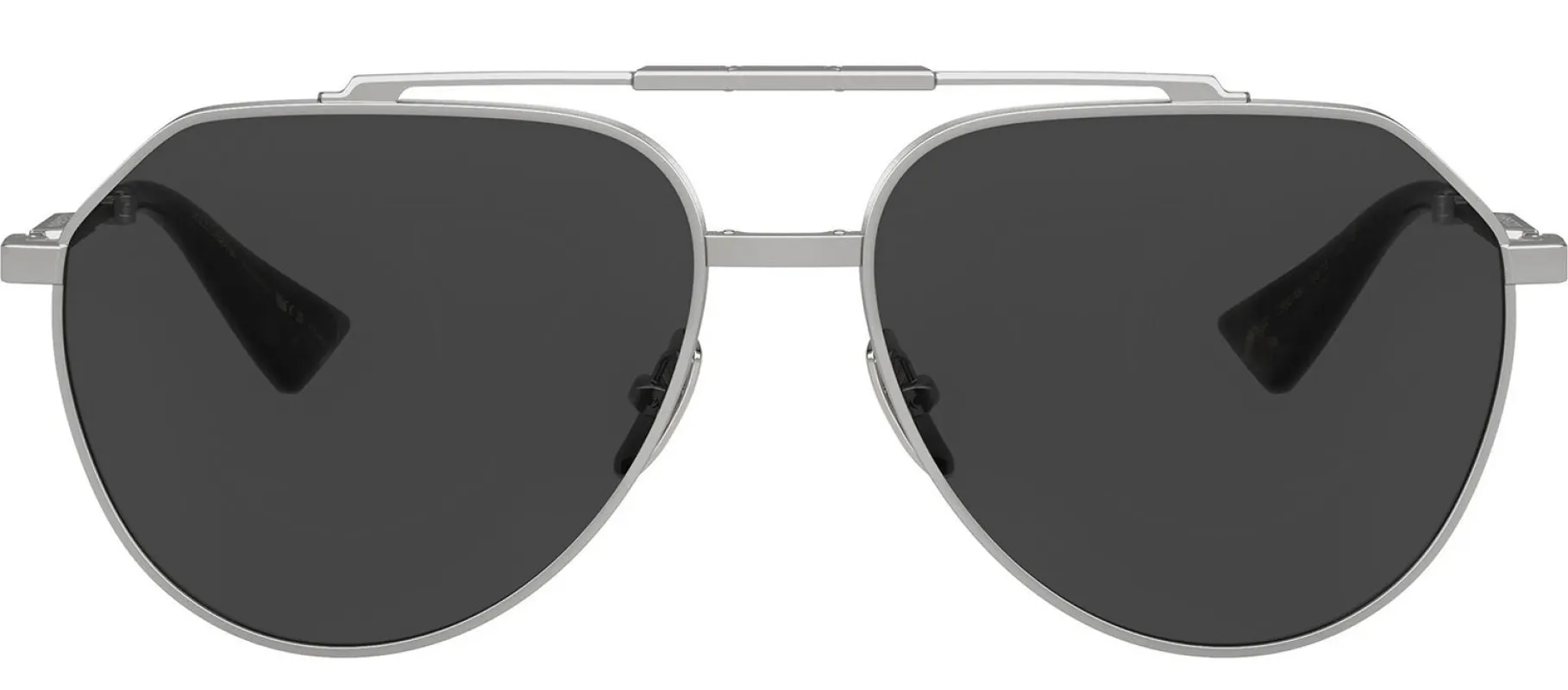 DOLCE & GABBANA DG 2302 136648 Pilot Matte Silver Metal Sunglasses with Polarized Black Lens sold by Gaffos