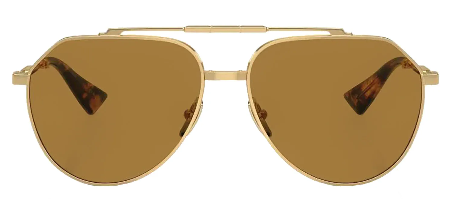 DOLCE & GABBANA DG 2302 02/53 Pilot Gold Metal Sunglasses with Brown Lens sold by Gaffos
