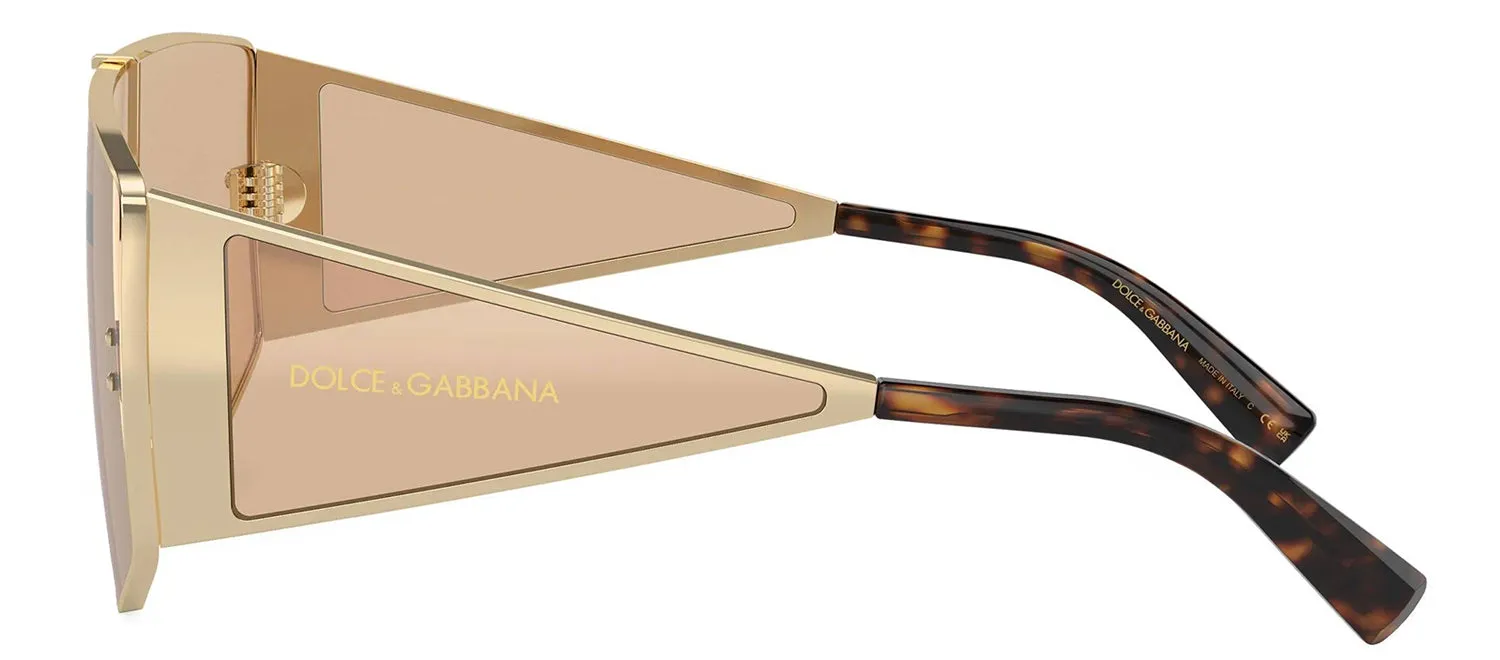 DOLCE & GABBANA DG 2305 13655A Rectangle Light Gold Metal Sunglasses with Light Brown Mirror Flash Gold Lens sold by Gaffos product image thumbnail 3