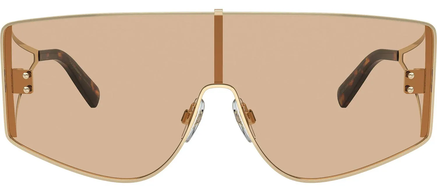DOLCE & GABBANA DG 2305 13655A Rectangle Light Gold Metal Sunglasses with Light Brown Mirror Flash Gold Lens sold by Gaffos