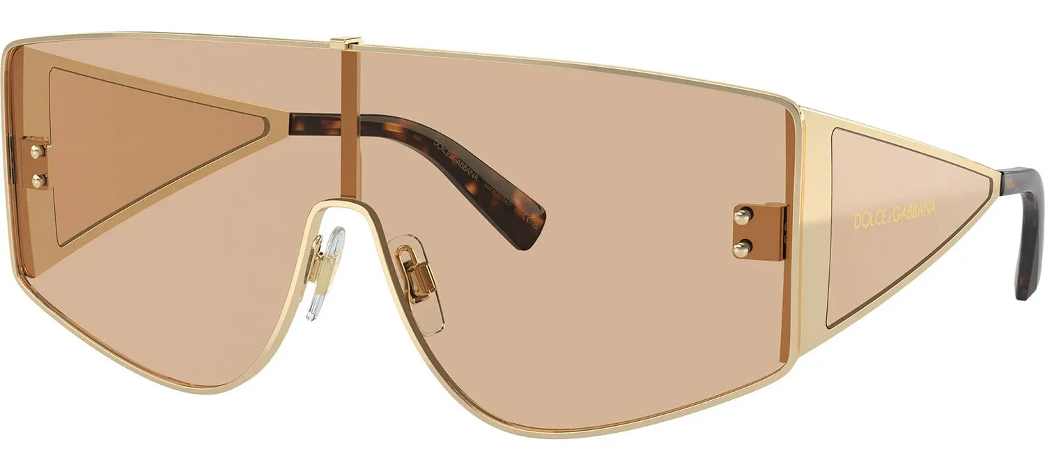 DOLCE & GABBANA DG 2305 13655A Rectangle Light Gold Metal Sunglasses with Light Brown Mirror Flash Gold Lens sold by Gaffos product image thumbnail 2