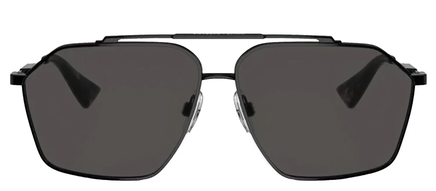DOLCE & GABBANA DG 2303 01/87 Pilot Black Metal Sunglasses with Dark Grey Lens sold by Gaffos