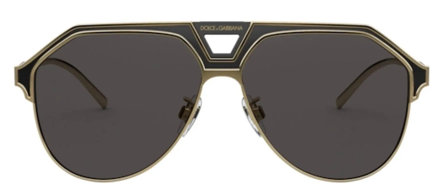 DOLCE & GABBANA DG 2257 133487 Pilot Gold/Matte Black Metal Sunglasses with Dark Grey Lens sold by Gaffos